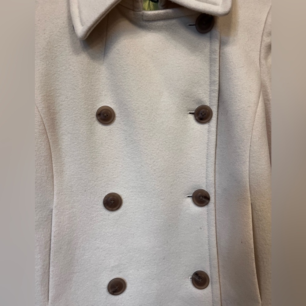 J. Crew Cream Wool Double-Breasted Pea Coat‎ – Women’s Size Medium - Picture 2 of 6